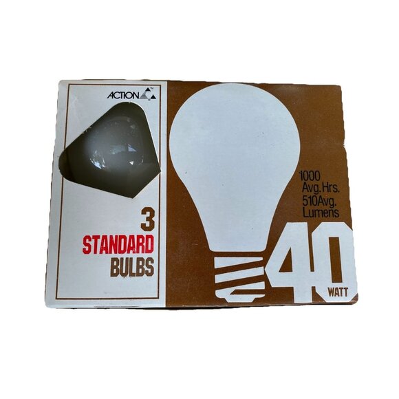14 (3) Packs Of 40 Watt Lightbulbs Vtg From Action Industries 1990 Most Sealed - Picture 3 of 4